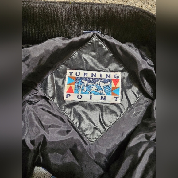 Vintage Turning Point Mens semi Truck Puffer Coat 90s Embroidered Custom - Picture 4 of 7